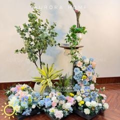 Tiểu cảnh cây giả cây khuynh diệp (Set cây decor 06)