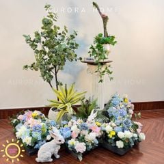 Tiểu cảnh cây giả cây khuynh diệp (Set cây decor 06)