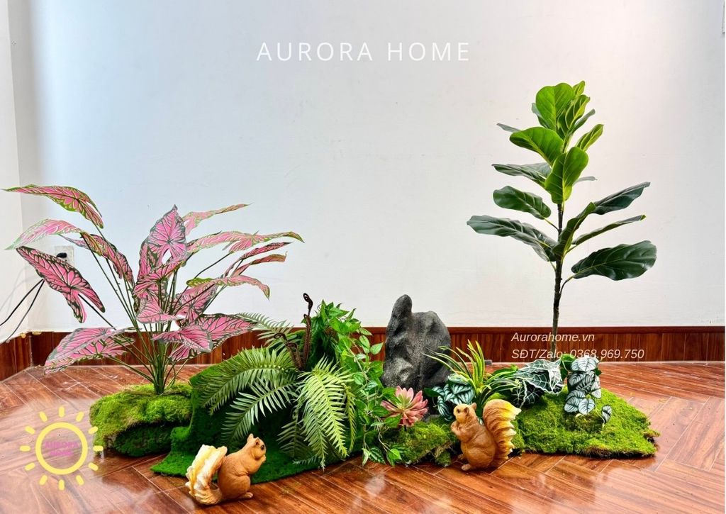 Tiểu cảnh khóm cây giả trang trí (Set 04)