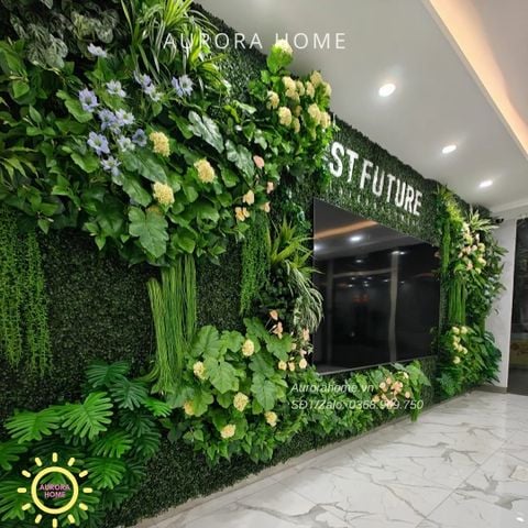 Tường cây giả gắn hoa trang trí nhà, văn phòng (Mẫu 12)