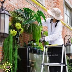 Vách tường cổng cây giả decor xinh xắn (Mẫu 18)