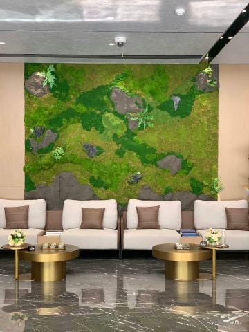 Tường rêu bảo tồn trang trí phòng khách (Mẫu 1)