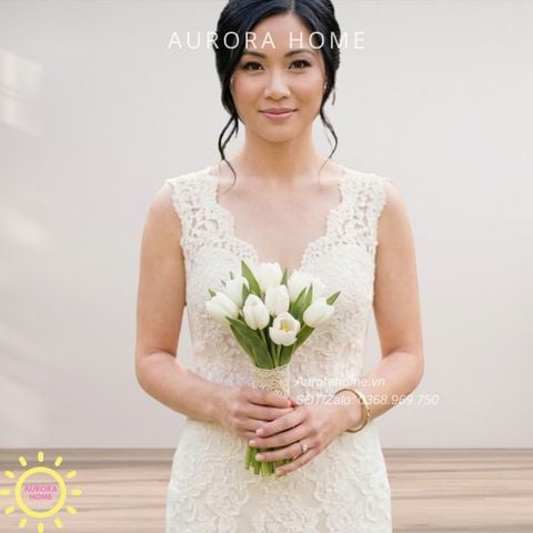 Bó hoa cưới tươi cầm tay Pure 02 cho cô dâu