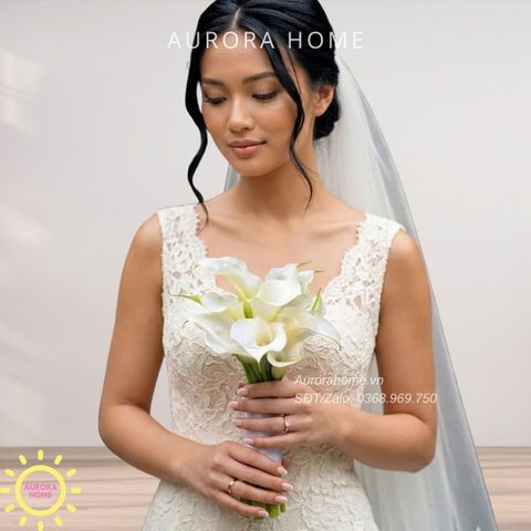 Bó hoa cưới tươi cầm tay Union thuần khiết cho cô dâu