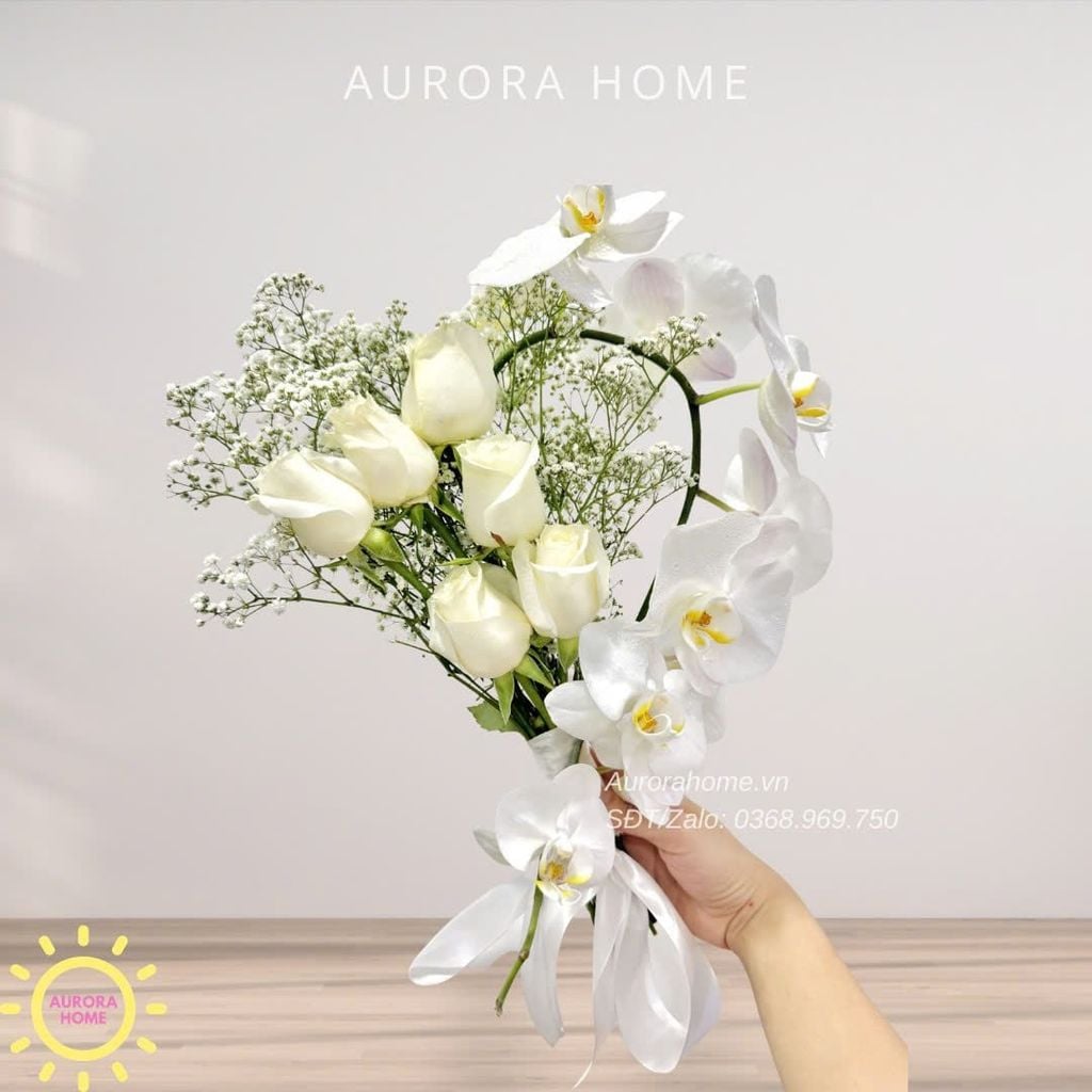 Bó hoa cưới tươi cầm tay thanh lịch Day One cho cô dâu