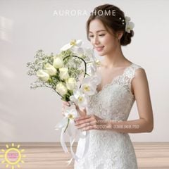 Bó hoa cưới tươi cầm tay thanh lịch Day One cho cô dâu