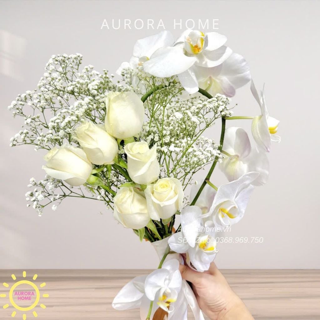 Bó hoa cưới tươi cầm tay thanh lịch Day One cho cô dâu