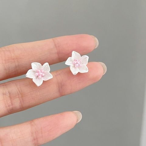  Bông tai TB0406 Bông Tai Hoa Trắng Mini – Thanh Nhẹ, Dễ Thương, Dễ Đeo 