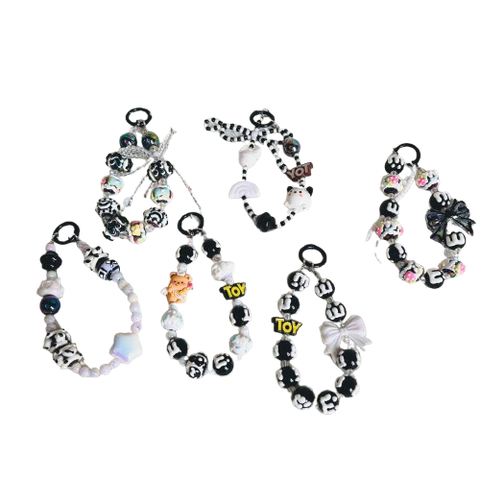  Dây đeo DTC01 điện thoại charm cao cấp  Mix hạt trắng đen siêu xinh 