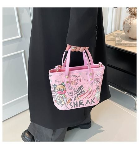 Túi xách XTT06 Tote mini họa tiết trẻ trung, 2in1 siêu tiện 