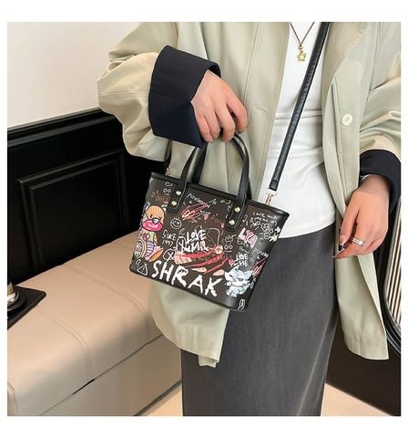  Túi xách XTT06 Tote mini họa tiết trẻ trung, 2in1 siêu tiện 