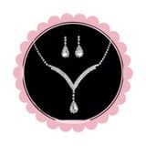  Bộ Dây Chuyền Bông Tai DVC0028 – Thiết Kế tạo hình giọt nước Đính Đá Lấp Lánh 