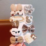  Set kẹp tóc thỏ KTT0044 vải cute – Bộ phụ kiện tóc tone be nâu 