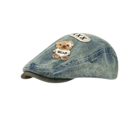  ✨ Nón NCC0333 Beret Denim Gấu Thêu 