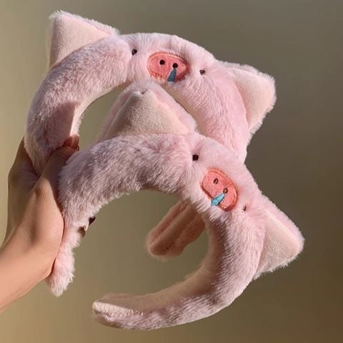  Băng đô BDD035 Headband Lợn Hồng Lông Xù Tai To 