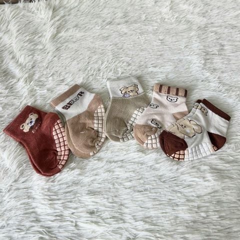  Vớ  VOV006 cho bé 1-3 tuổi mềm êm, chống trượt, siêu xinh họa tiết gấu 