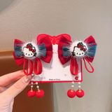  Kẹp tóc nơ KTT0042  Kitty treo chuông 