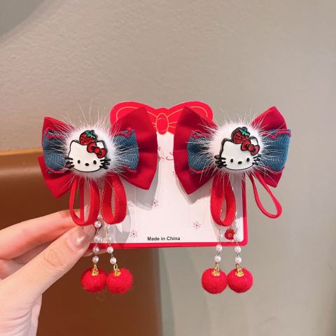  Kẹp tóc nơ KTT0042  Kitty treo chuông 