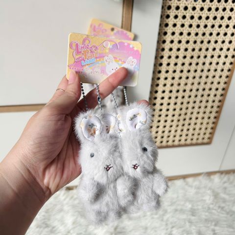  Móc khoá MK008 Thỏ Nhồi Bông Đôi – Pastel Cute, Mềm & Dễ Phối 