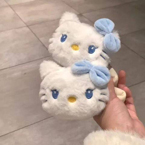  Kẹp tóc KTT0058 Plush Hello Kitty xanh 