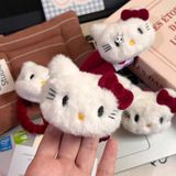  Kẹp tóc KTT0050 Kitty lông xù dễ thương màu đỏ trắng 