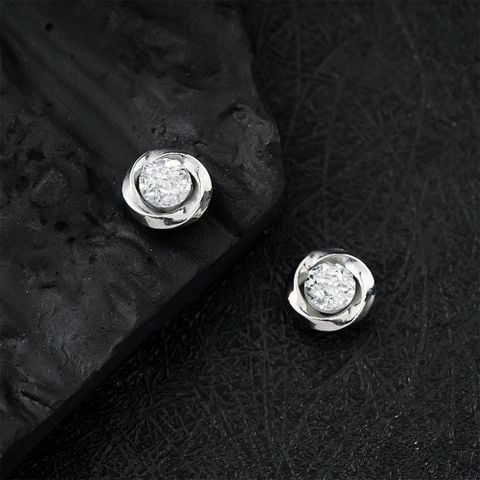  Bông tai kẹp TB0436 – khắc đá titan nam châm 8mm, Không Kích Ứng, Đeo Lẻ Cá Tính 