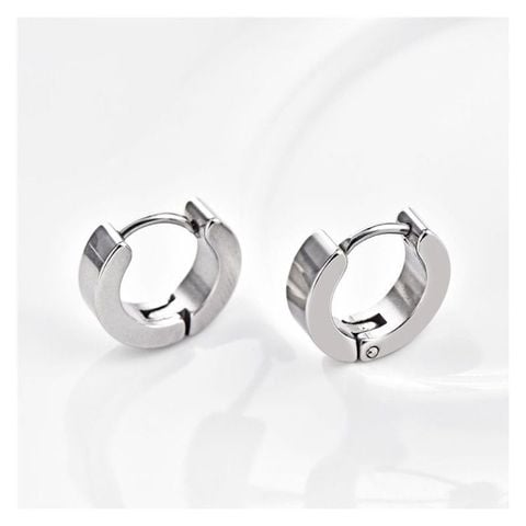  Bông tai TB0427 – Khuyên tròn titan tối giản, đeo nhẹ tai không kích ứng 