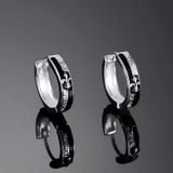  Bông tai TB0432 – Khuyên tròn titan phối đen cá tính, phong cách dark unisex 