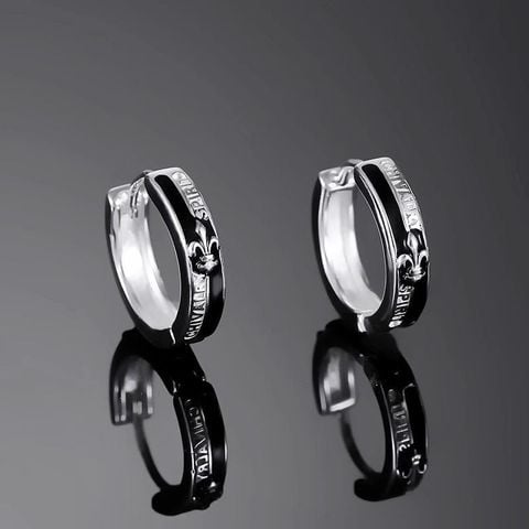  Bông tai TB0432 – Khuyên tròn titan phối đen cá tính, phong cách dark unisex 