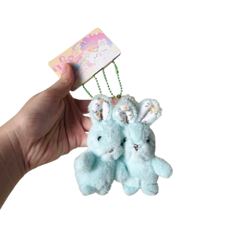  Móc khoá MK008 Thỏ Nhồi Bông Đôi – Pastel Cute, Mềm & Dễ Phối 
