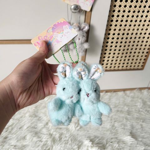  Móc khoá MK008 Thỏ Nhồi Bông Đôi – Pastel Cute, Mềm & Dễ Phối 