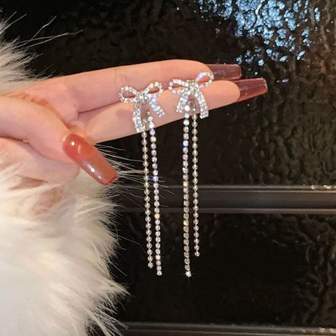  Bông tai TB0449 – Nơ đính đá dáng dài sang trọng, nữ tính ✨ 