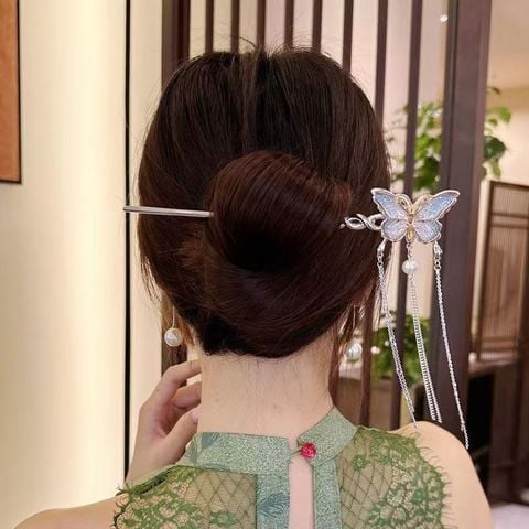  Trâm cài tóc KTT0038 Ngân Điệp Lưu Tơ – Cánh Bướm Pha Lê Lung Linh 