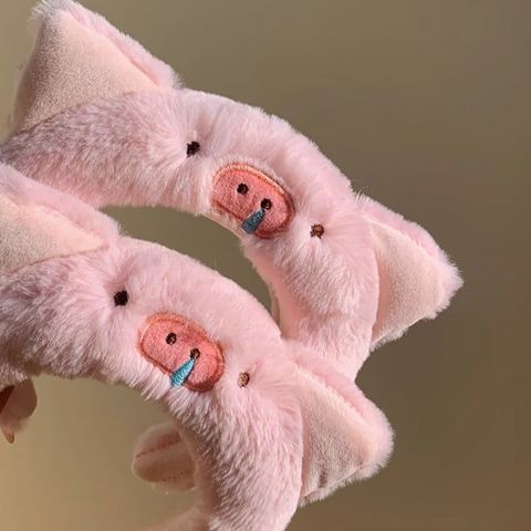  Băng đô BDD035 Headband Lợn Hồng Lông Xù Tai To 