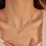  Dây chuyền DVC0039 Mặt Đá Tròn Kim Cương Lấp Lánh 