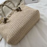  Túi Xách XT00127 – Túi Cói Vintage Kèm Dây Rút Vải, Siêu Xinh – 2 Màu Be & Nâu 