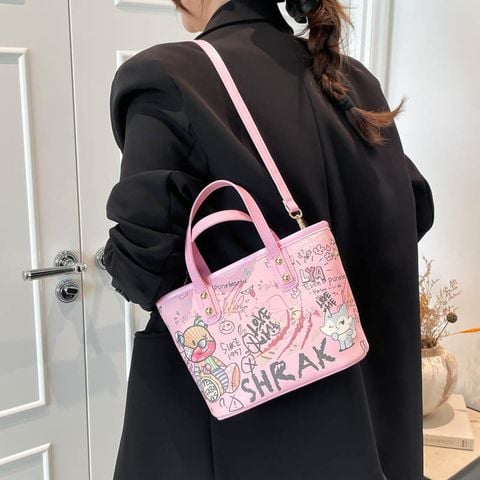  Túi xách XTT06 Tote mini họa tiết trẻ trung, 2in1 siêu tiện 