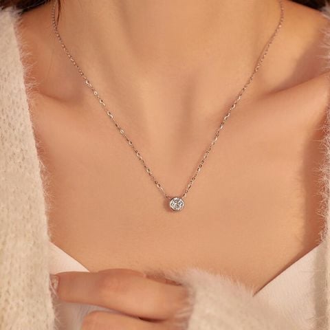  Dây chuyền DVC0039 Mặt Đá Tròn Kim Cương Lấp Lánh 