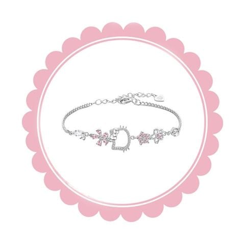  Vòng đeo tay LCT225 - Kitty đá hoa mạ Bạc, đồng 