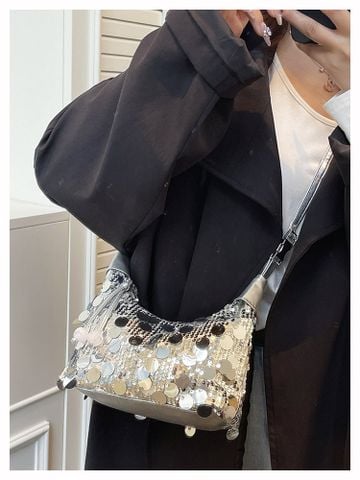  Túi xách XTT010 Sequins Trắng – Lấp Lánh, Cực Trend Đi Chơi & Party 