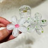  Kẹp tóc hoa nhựa KT0313 – Kẹp hoa trong suốt nhiều màu xinh xắn 