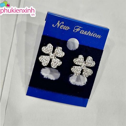  Bông Tai Đính Đá TB0400 – Tỏa Sáng Như Nàng Hoa Bốn Lá May Mắn 