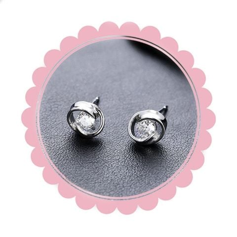  Bông tai chui TB0418 đính đá – Nhỏ gọn, sang xịn, không lo kích ứng 