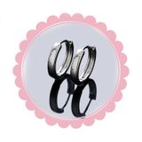  Bông tai TB0422 khoen titan đen viền bạc – Cá tính tối giản, đeo nhẹ không kích ứng 