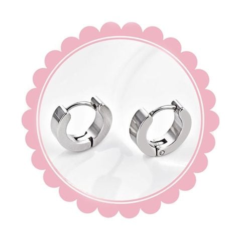  Bông tai TB0427 – Khuyên tròn titan tối giản, đeo nhẹ tai không kích ứng 