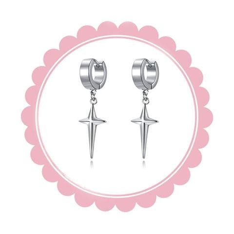  Bông tai TB0431 – Khuyên tròn titan treo thánh giá cá tính, unisex cool style ✝️ 