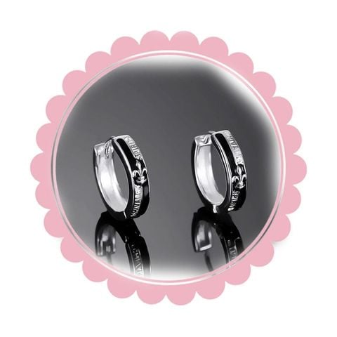  Bông tai TB0432 – Khuyên tròn titan phối đen cá tính, phong cách dark unisex 