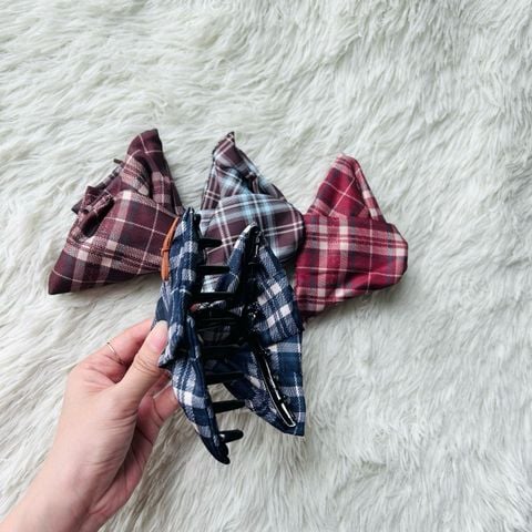  Kẹp tóc KTT0087 Kẹp nơ caro vintage 
