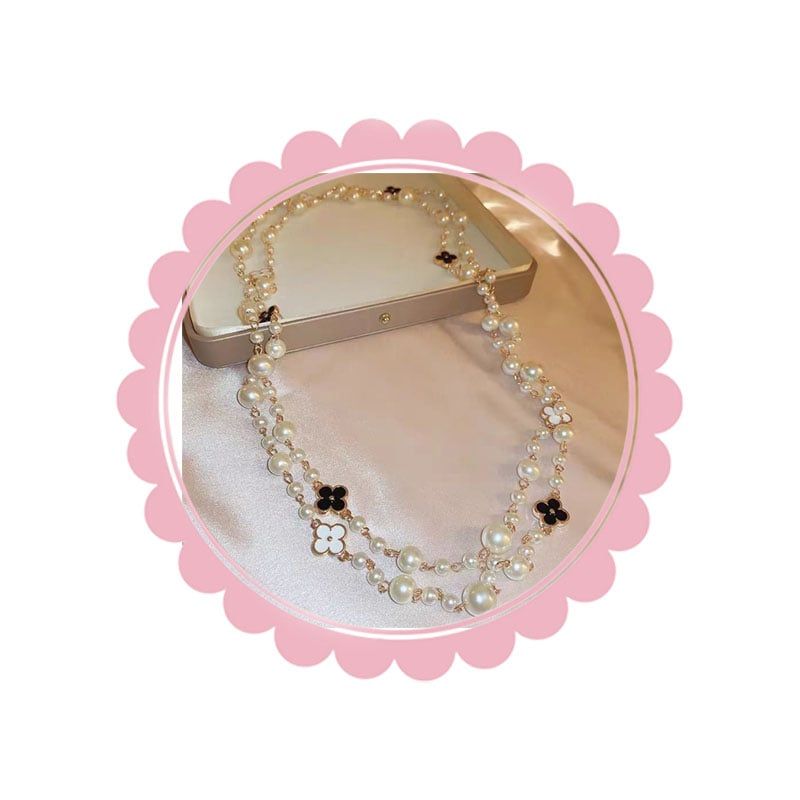  Dây chuyền DVC002 – Ngọc trai phối hoa sang xinh, đeo là nổi bật 