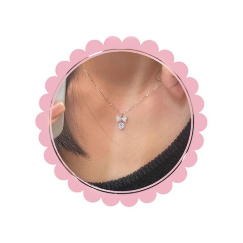  Dây Chuyền DC297 – Nơ titan đính đá sang xinh, nữ tính 